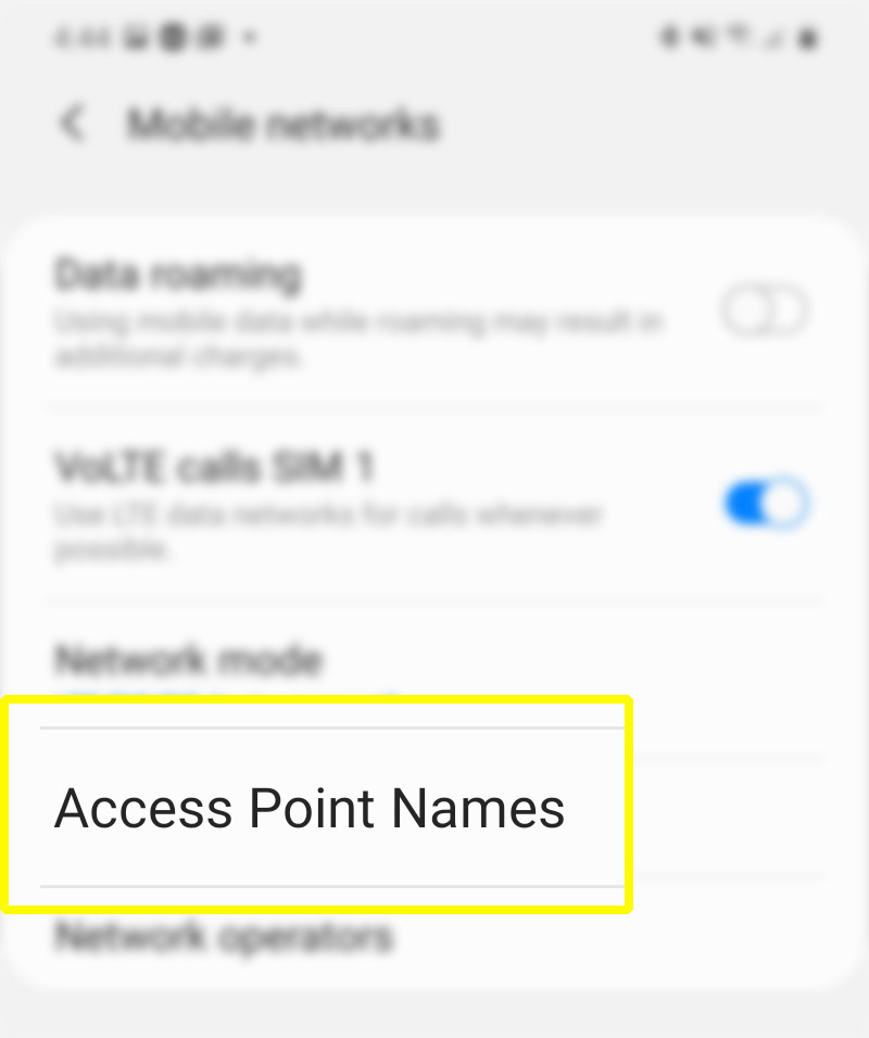 reset access point names apn settings galaxy s20 - apn