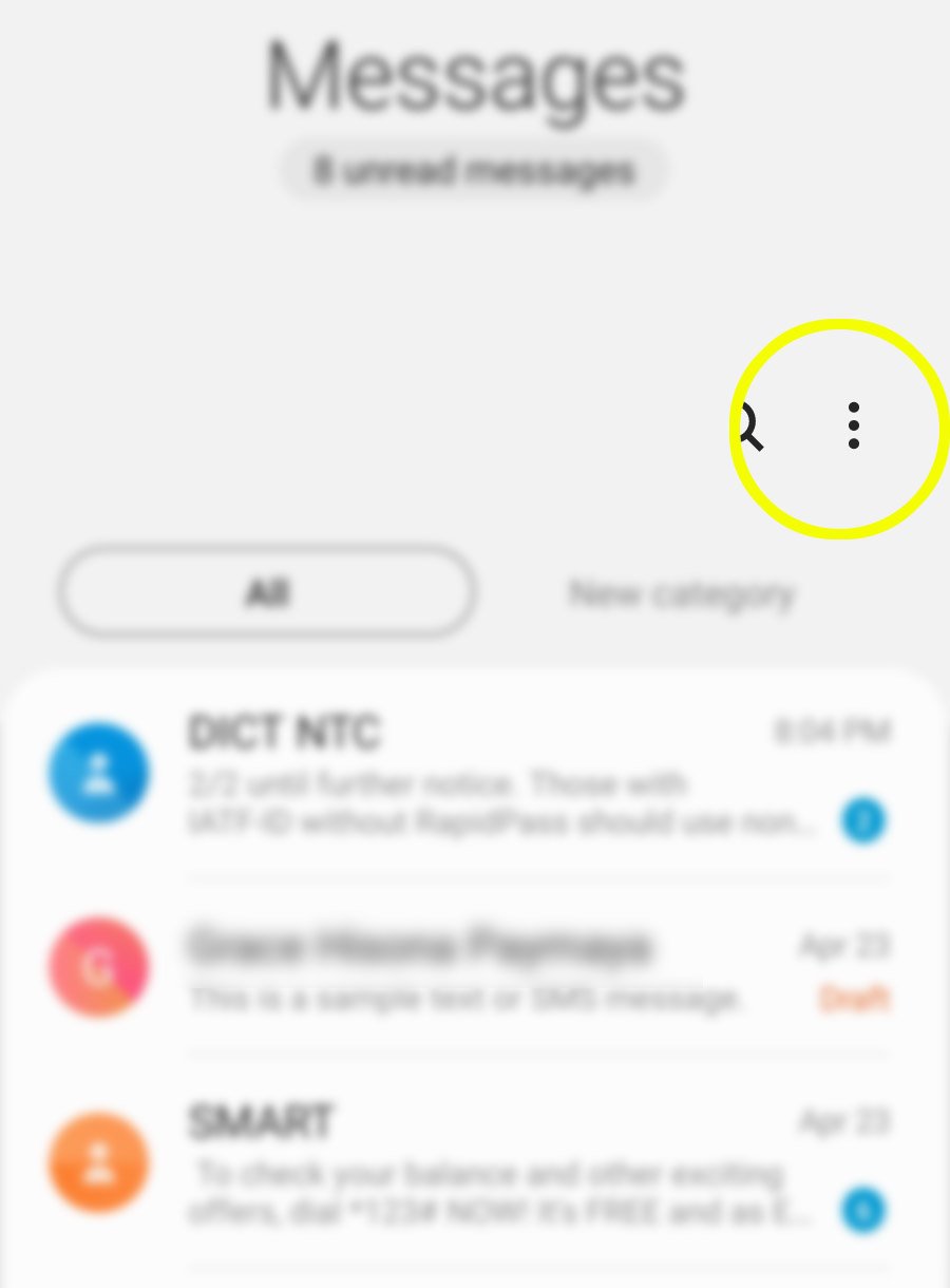 send messages on galaxy s20 as group conversations - quick menu