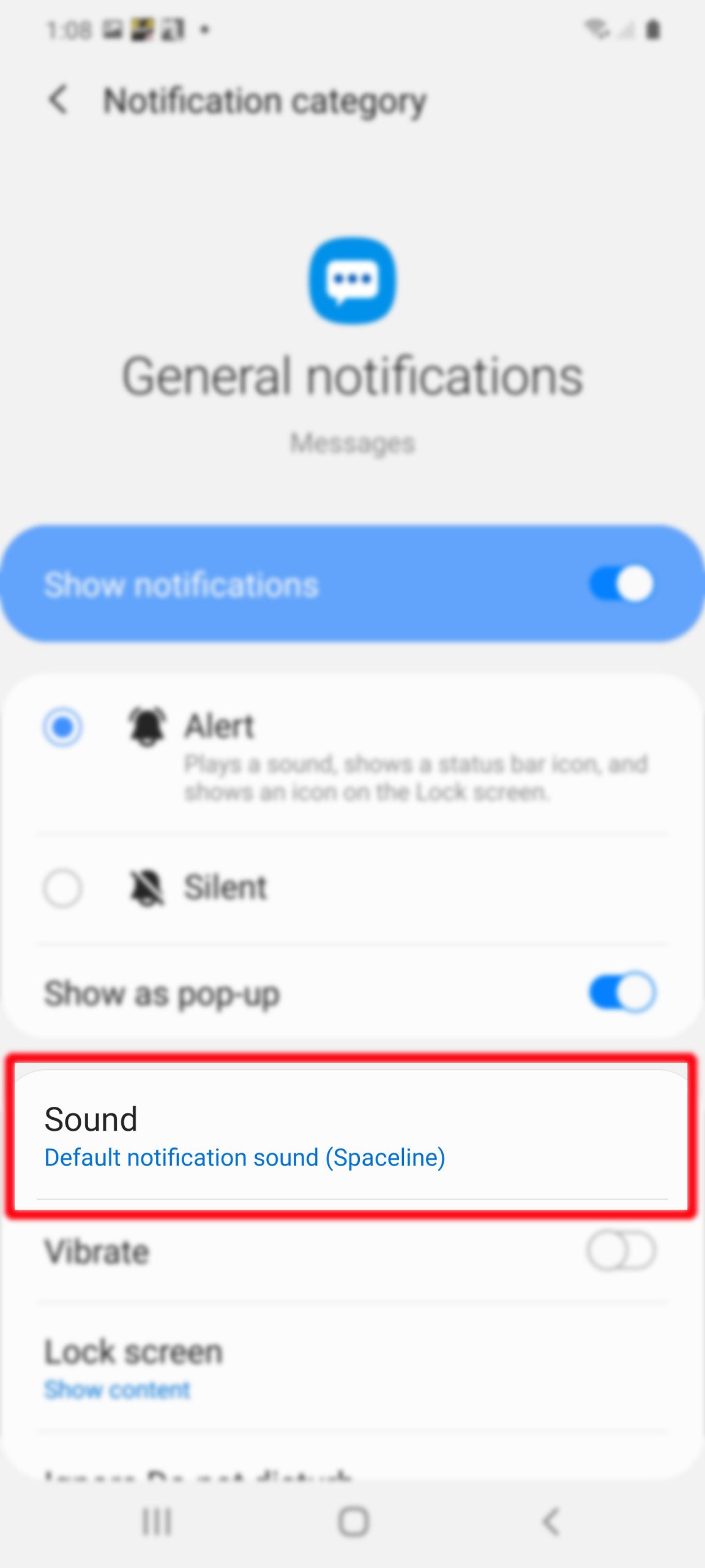 set up text notification on galaxy s20 - change SMS alert sound