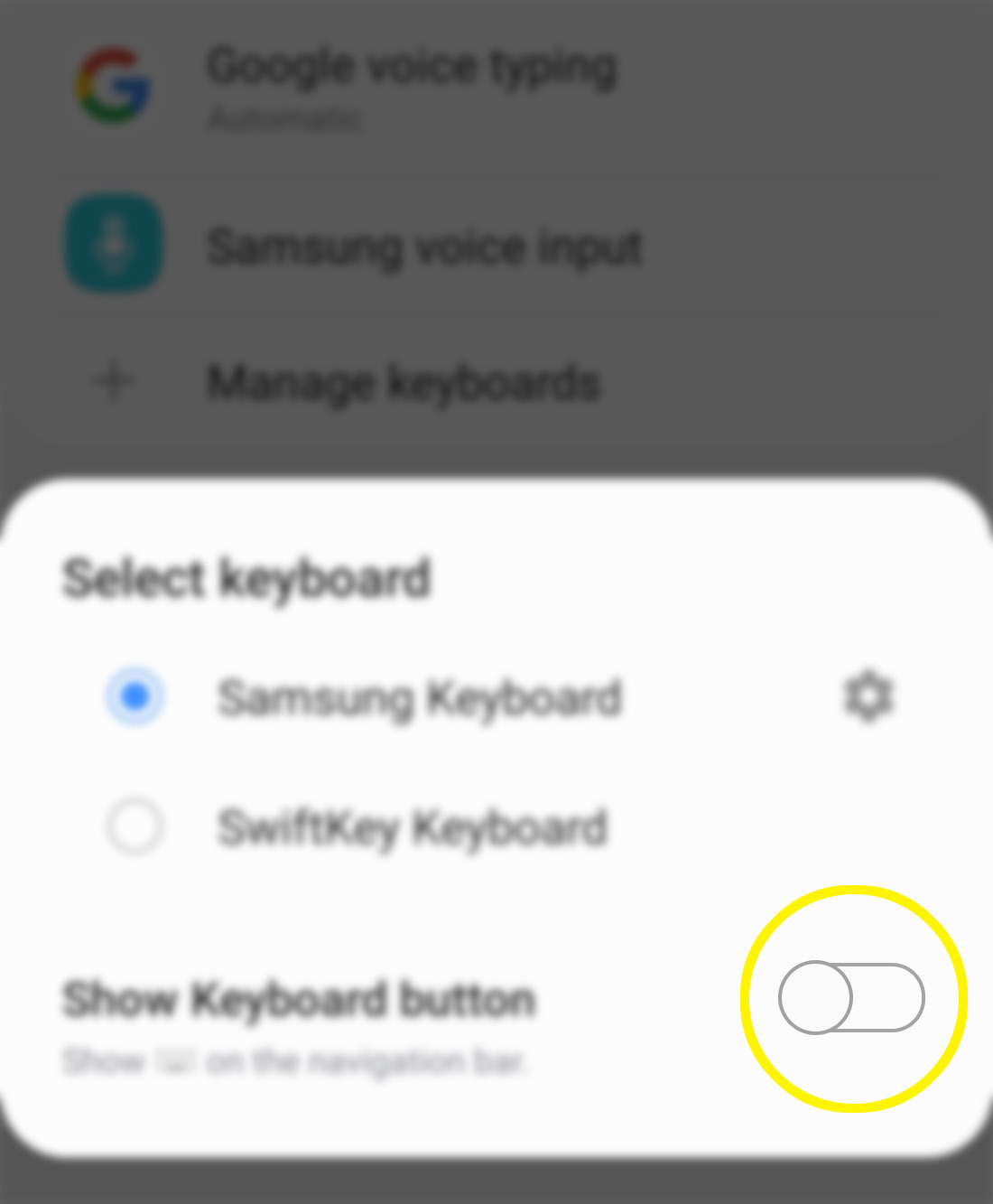 show keyboard button