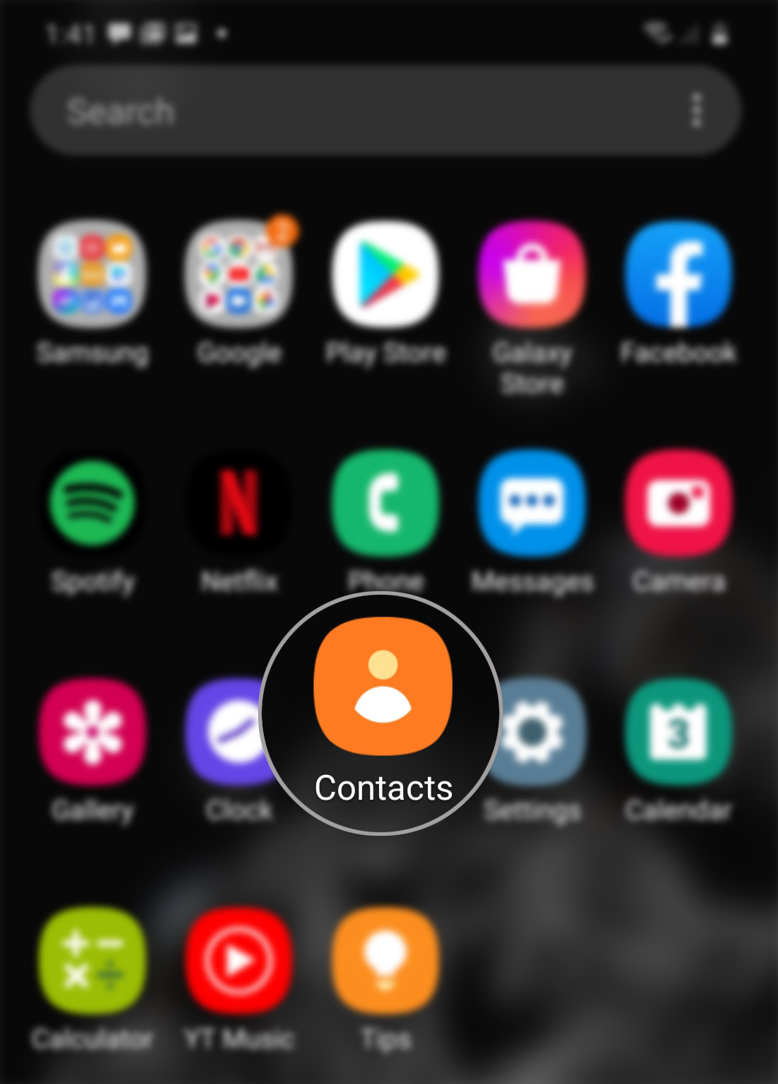 sync account contacts on galaxy s20 - open contacts app