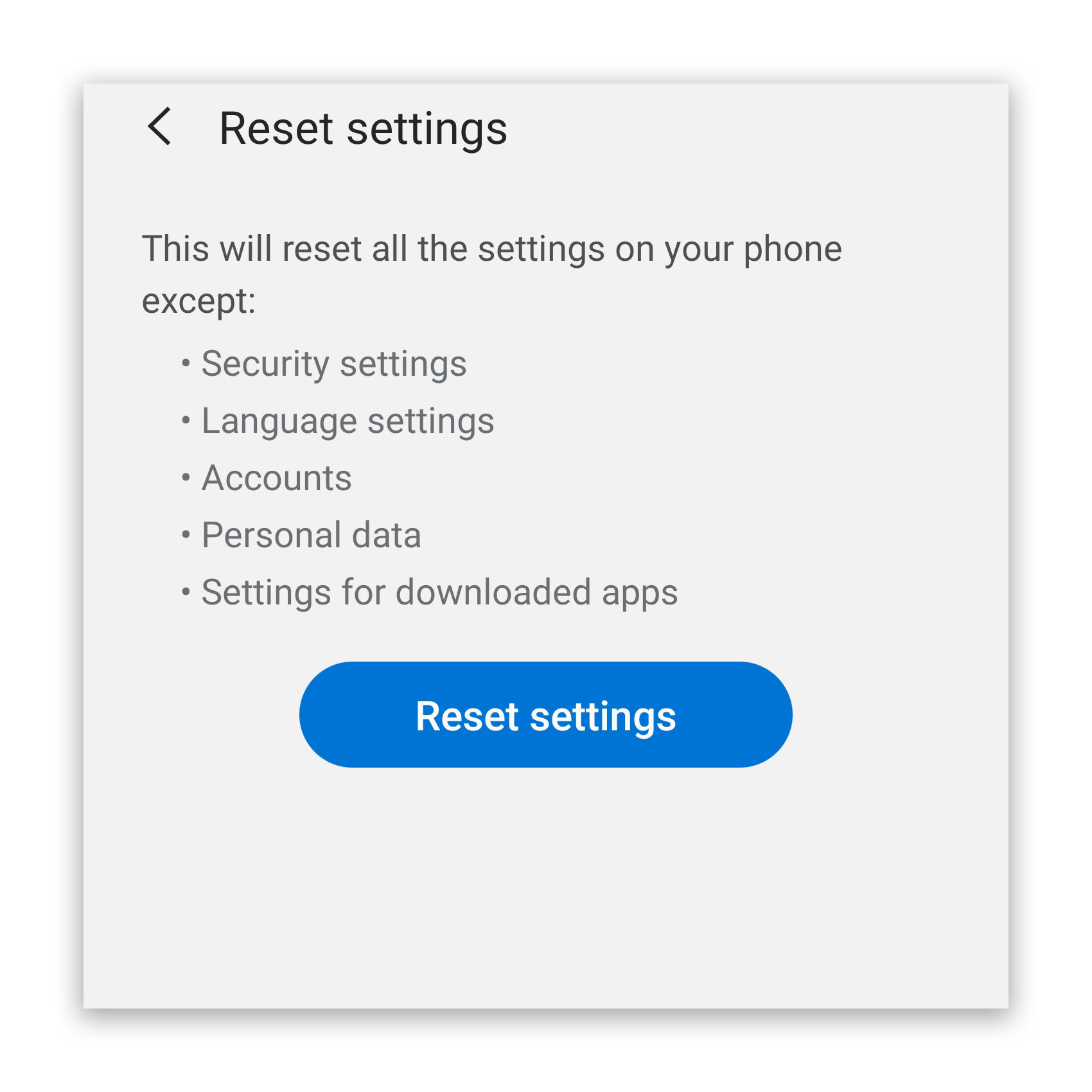 reset android settings