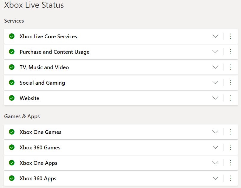 Xbox Live server status 1