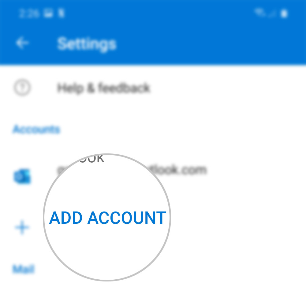 add outlook account to outlook galaxy s20 - add account