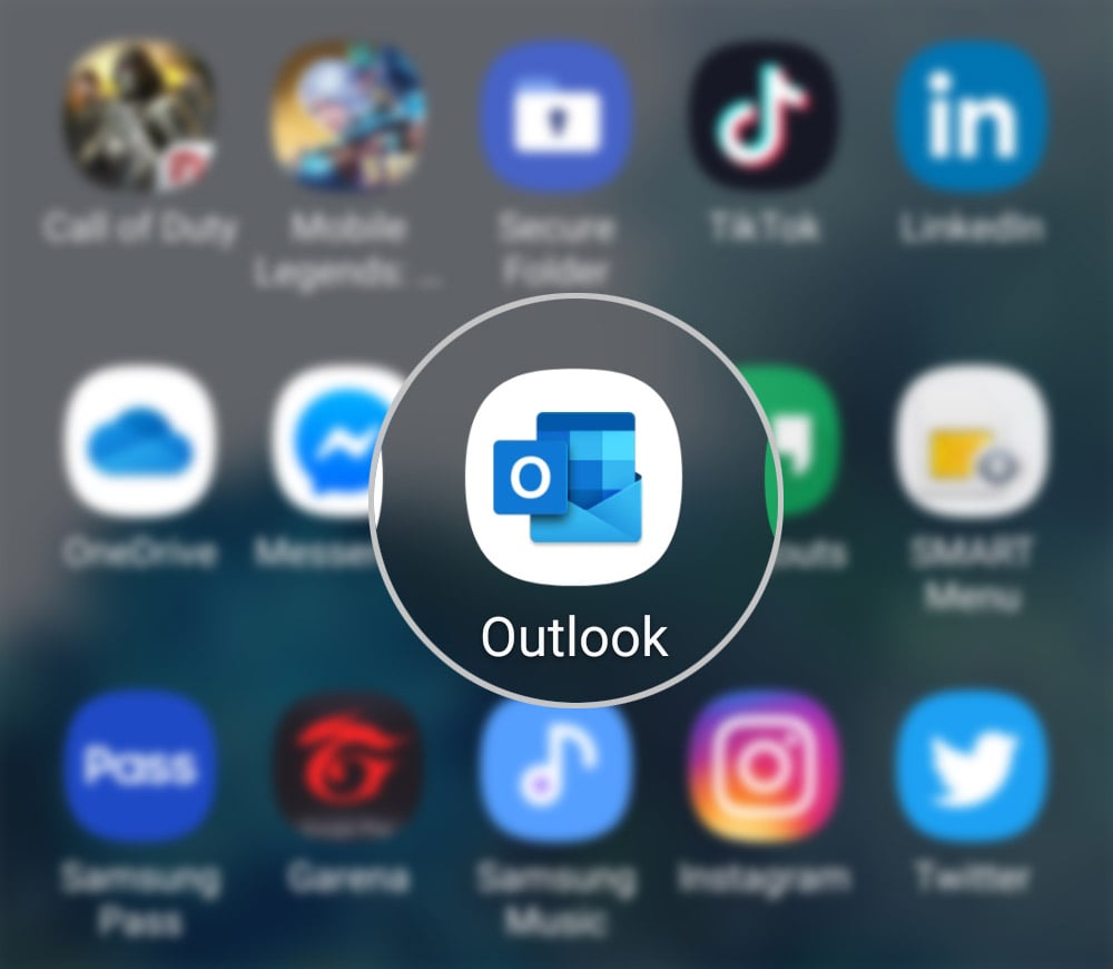 add outlook account to outlook galaxy s20 - launch app
