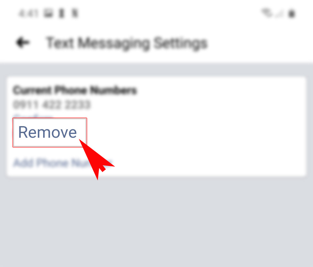 add remove phone number on facebook galaxy s20-delete