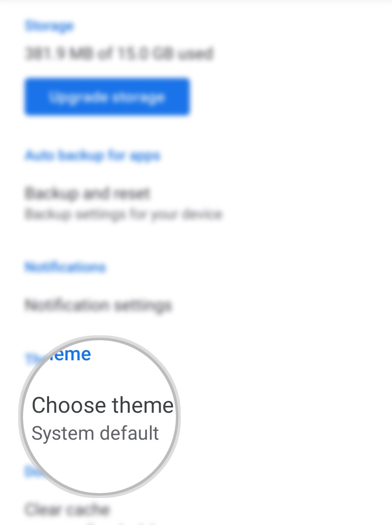 change galaxy s20 google drive theme - choose theme