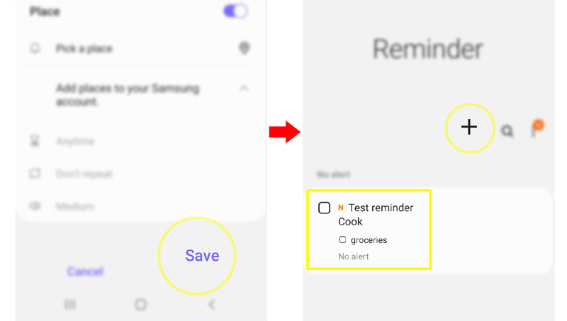 create a reminder with galaxy s20 calendar - save memo