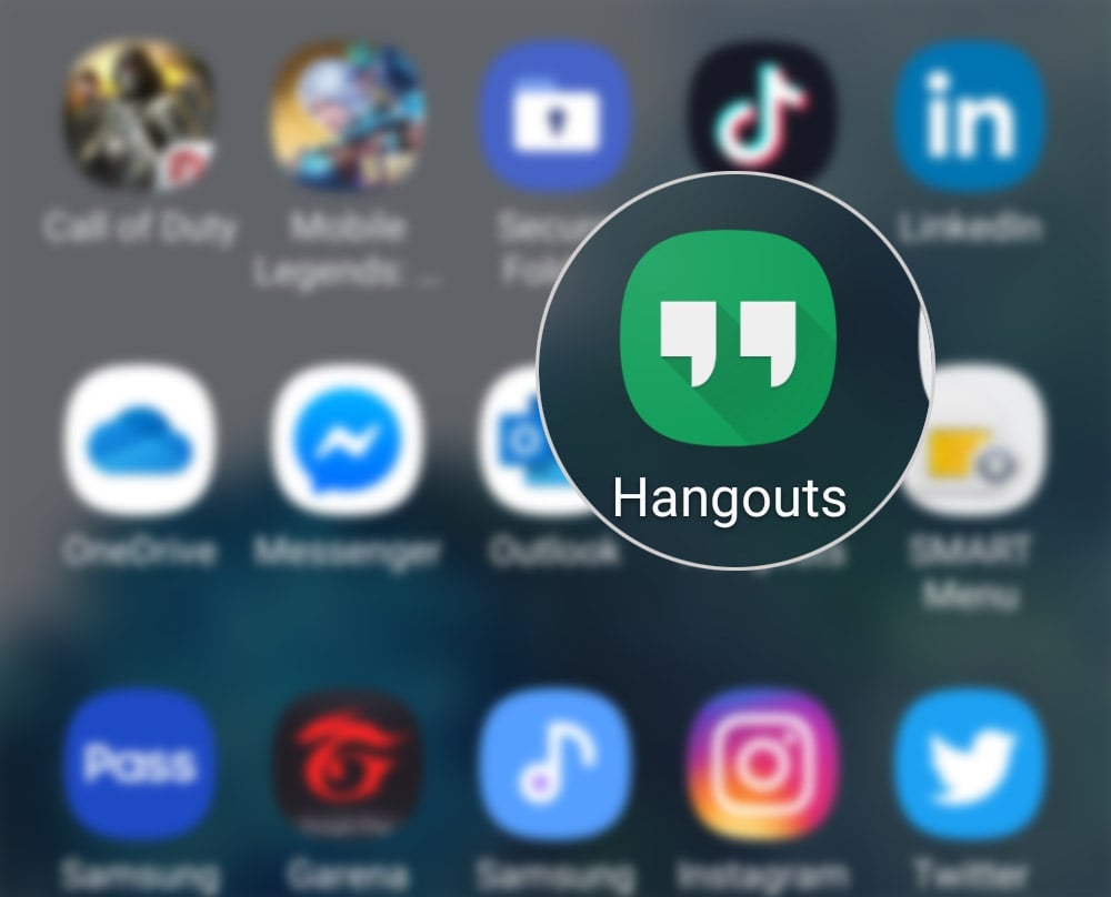 customize hangouts invites on galaxy s20 - open hangouts