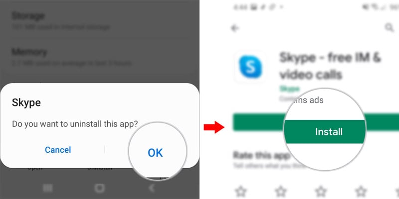 fix skype app keeps crashing on android 10 - reinstall app