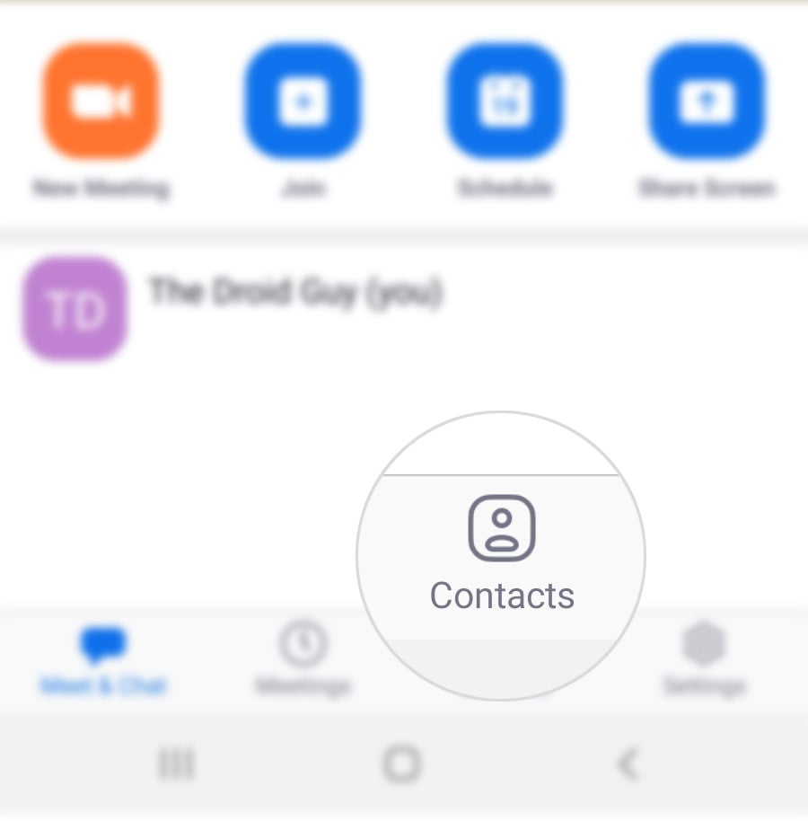invite people to a zoom meeting galaxy s20 - contacts