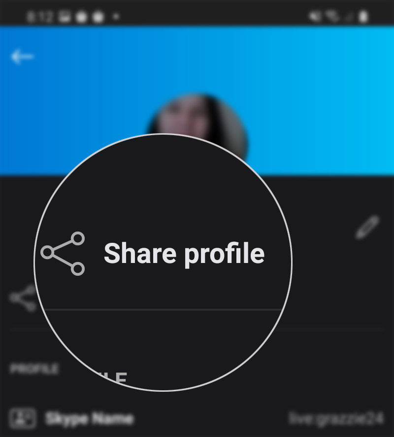 share skype profile on galaxy s20 - share