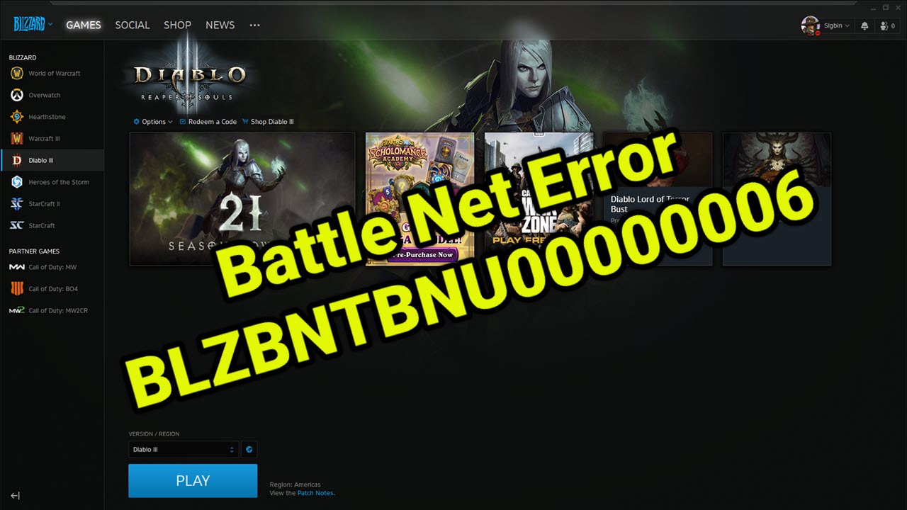 Blizzard Battle.net error code BLZBNTBNA00001388