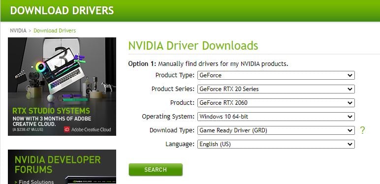 Download NVIDIA drivers