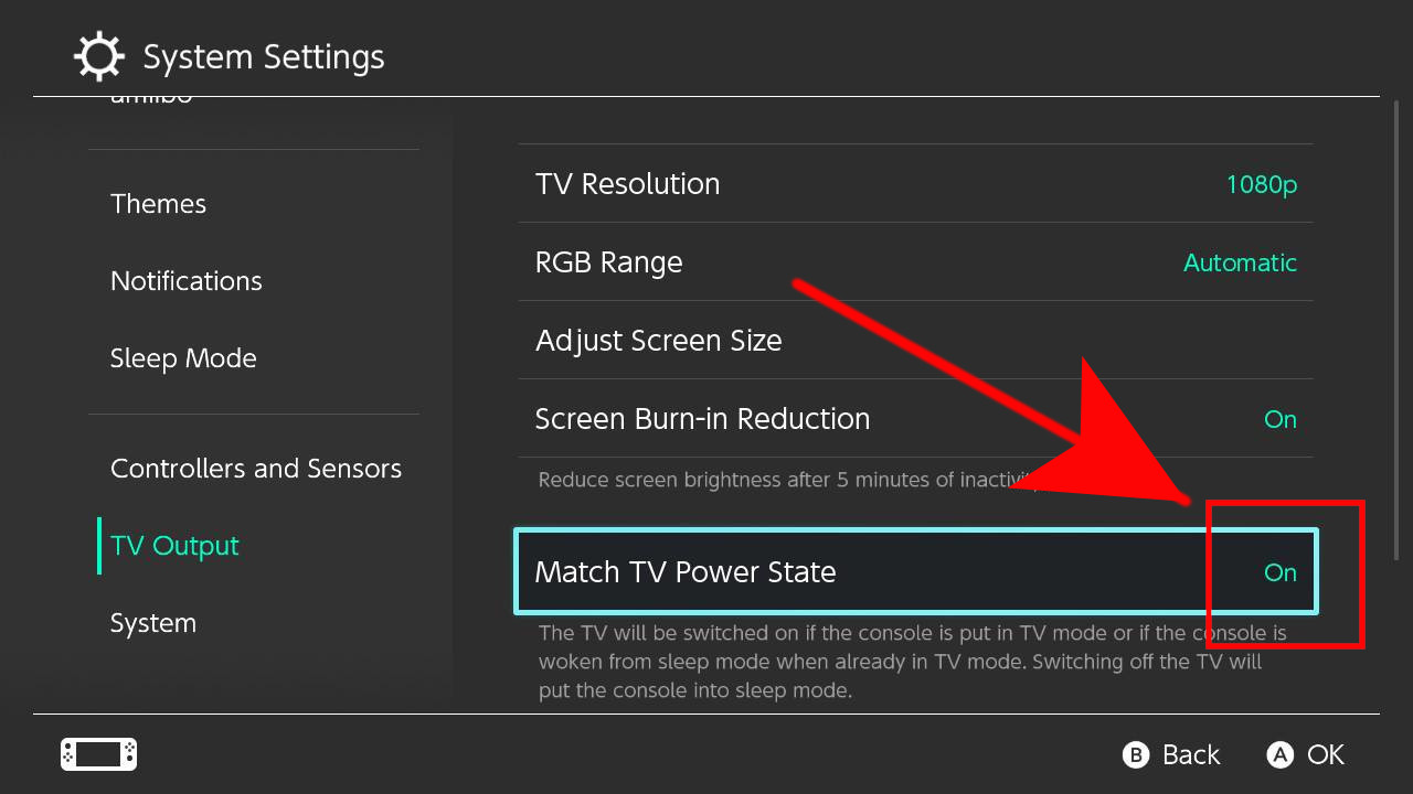 Match tv power state 1
