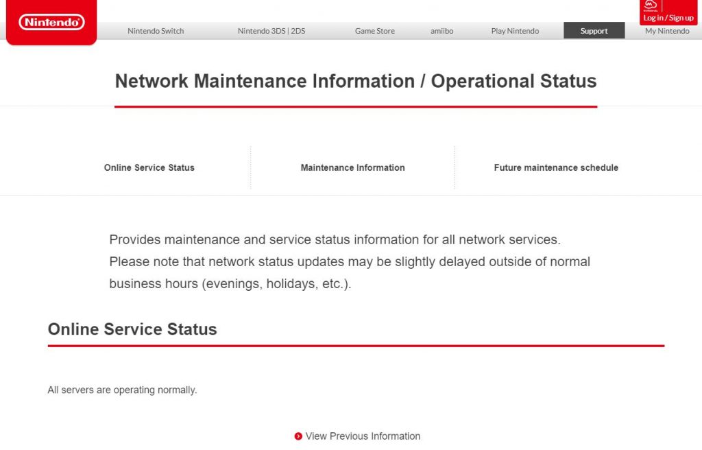 Nintendo server status