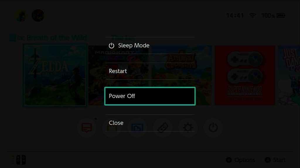 NIntendo Switch Power Options