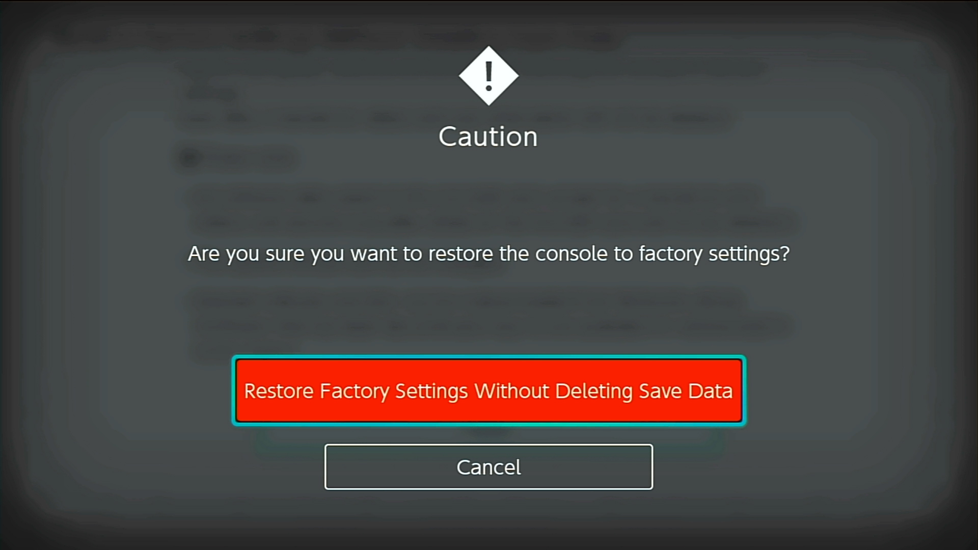 Restore Factory Settings Without deleting save data