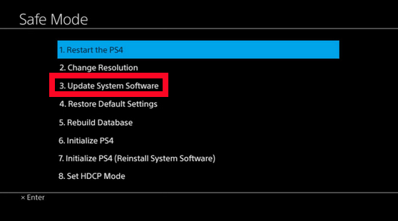 Safe mode Update System software