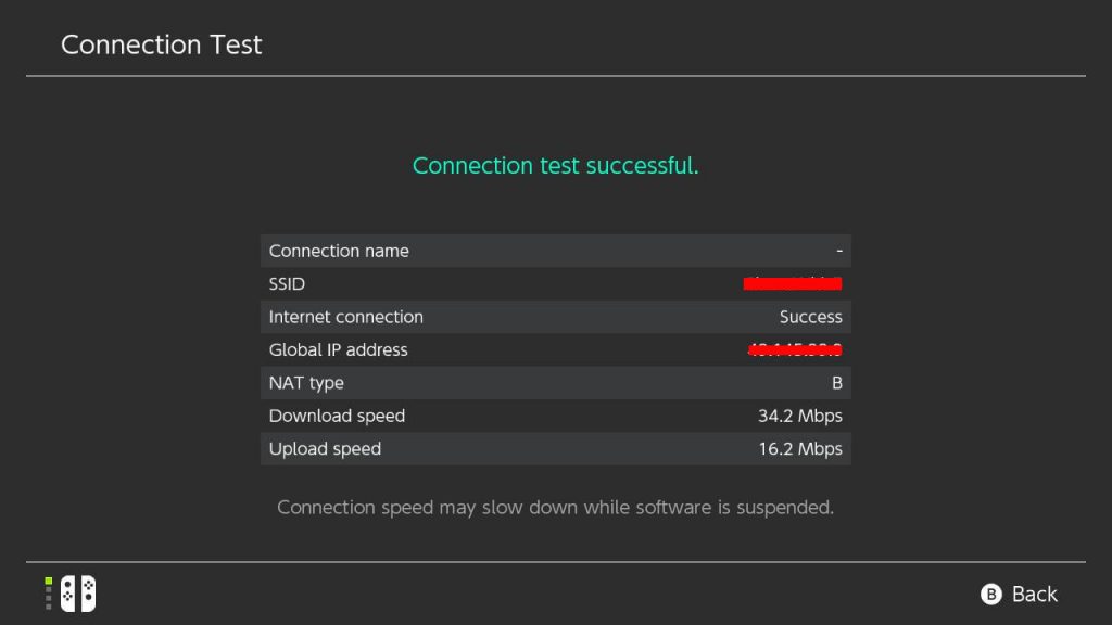 Test connection result switch