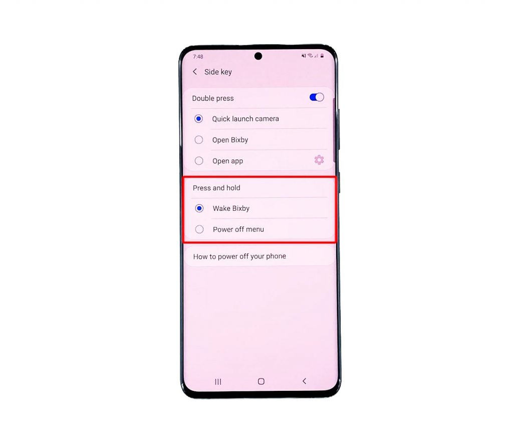 disable bixby galaxy s20 side key settings