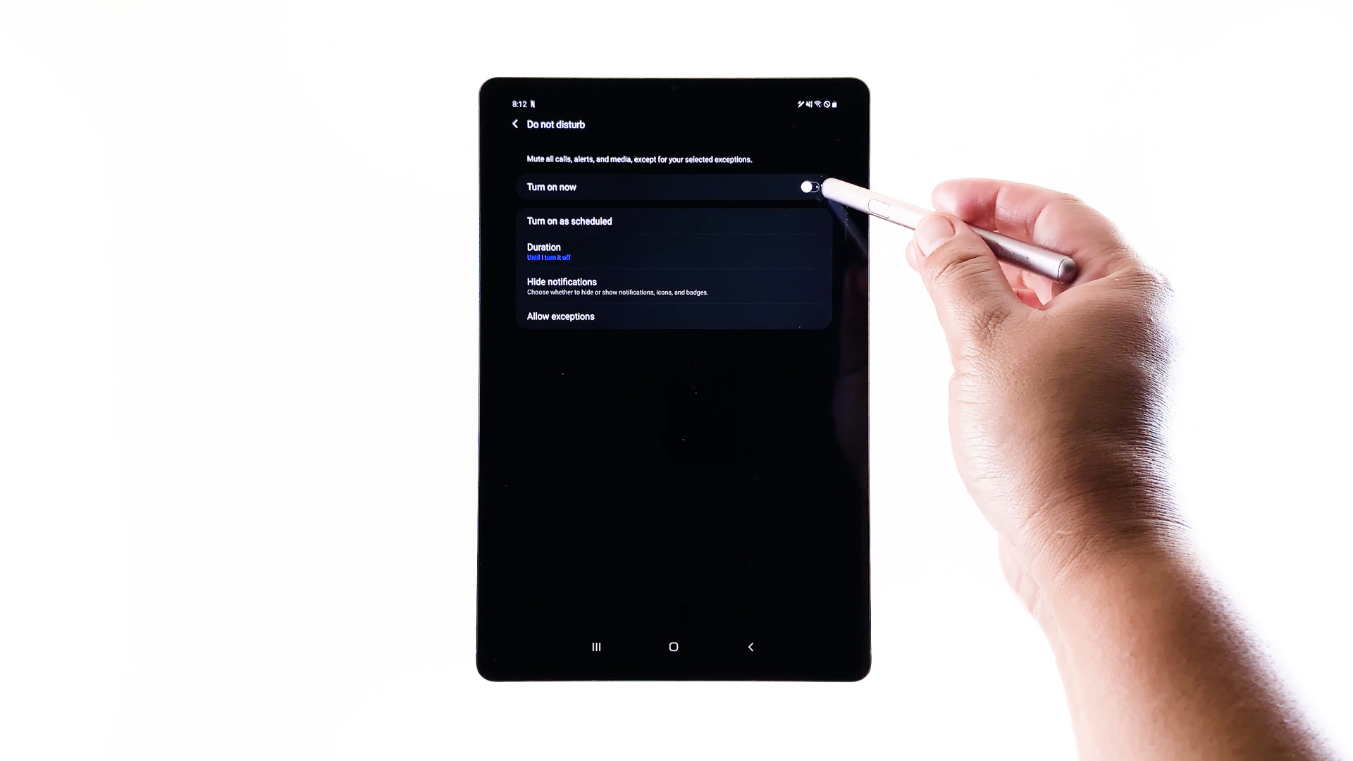 enable do not disturb galaxy tab s6 - turn on dnd switch