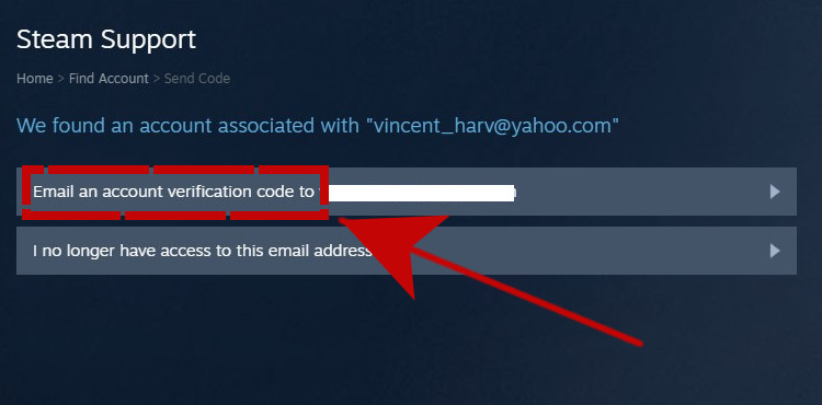 Email account verification code to