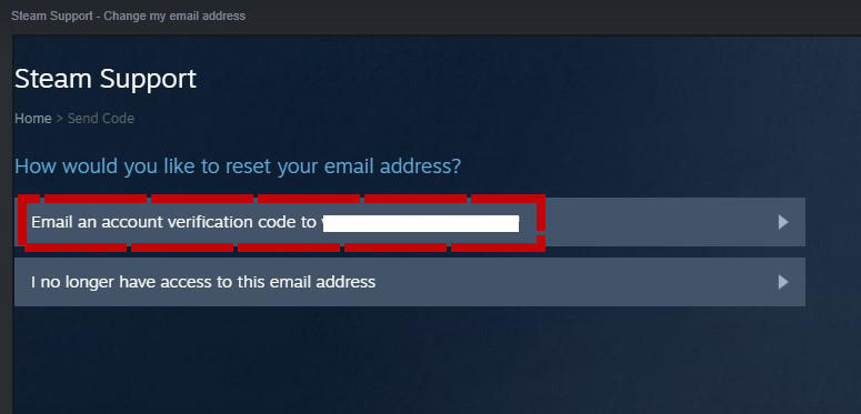 Email an account verification code button 1