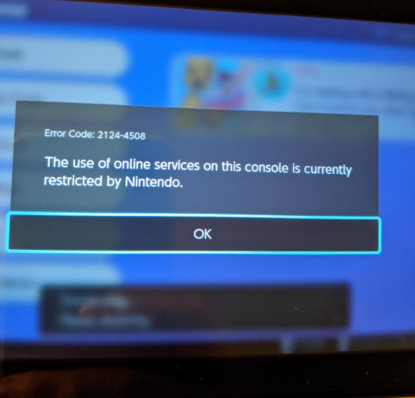 Nintendo switch error