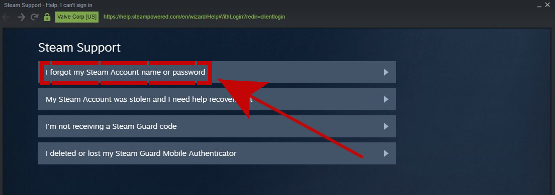 steam forgot password recover with email