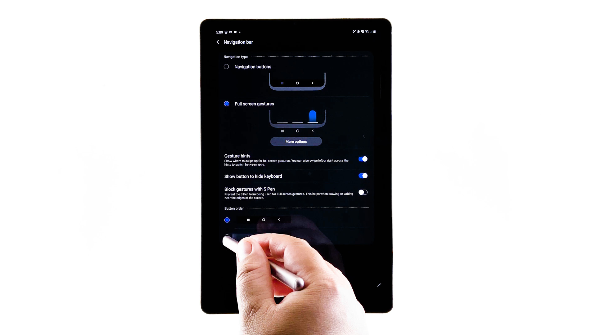 change navigation style buttons galaxy tab s6 - buttons