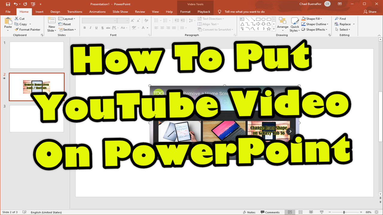 put a youtube video in powerpoint