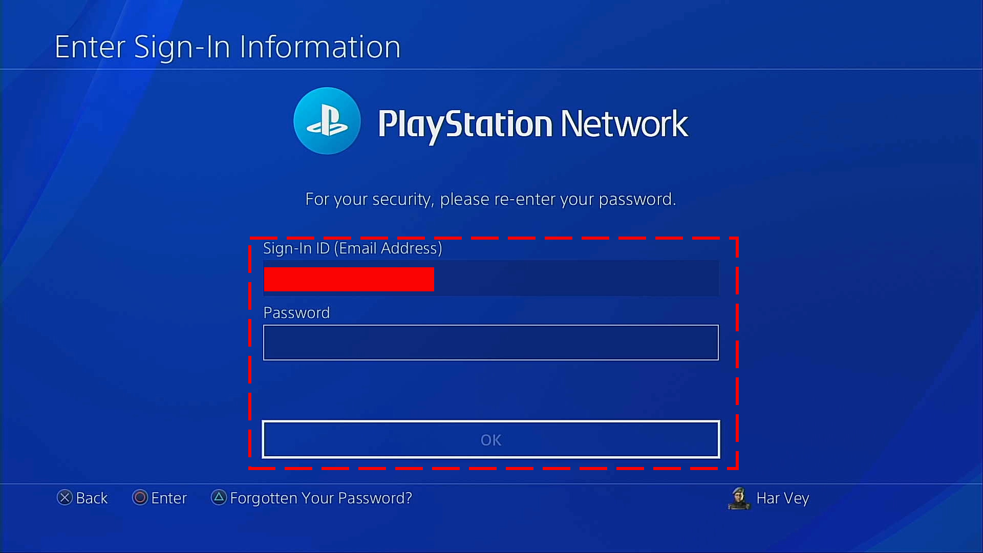 PS4 account sign in