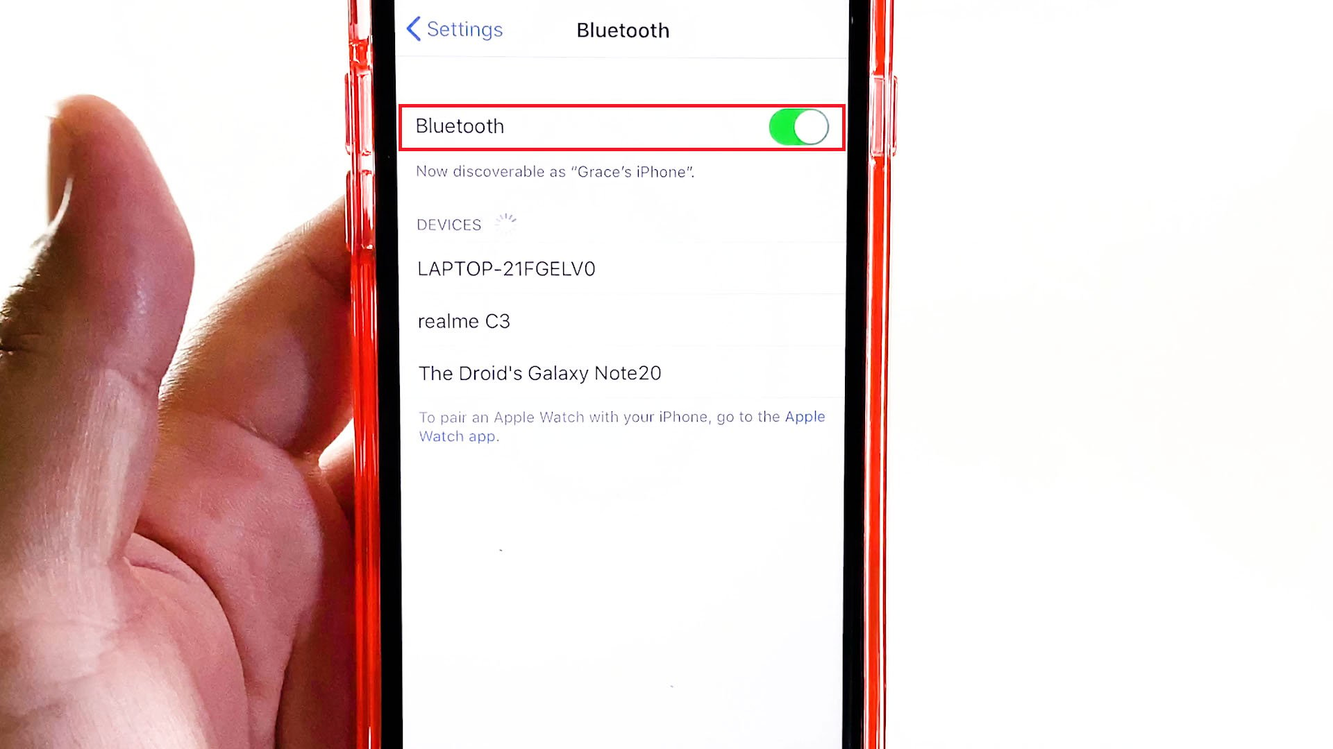 bluetooth pairing galaxy note 20 and iphone-iOSbluetoothON