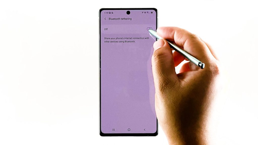 bluetooth tethering galaxy note 20 switchon