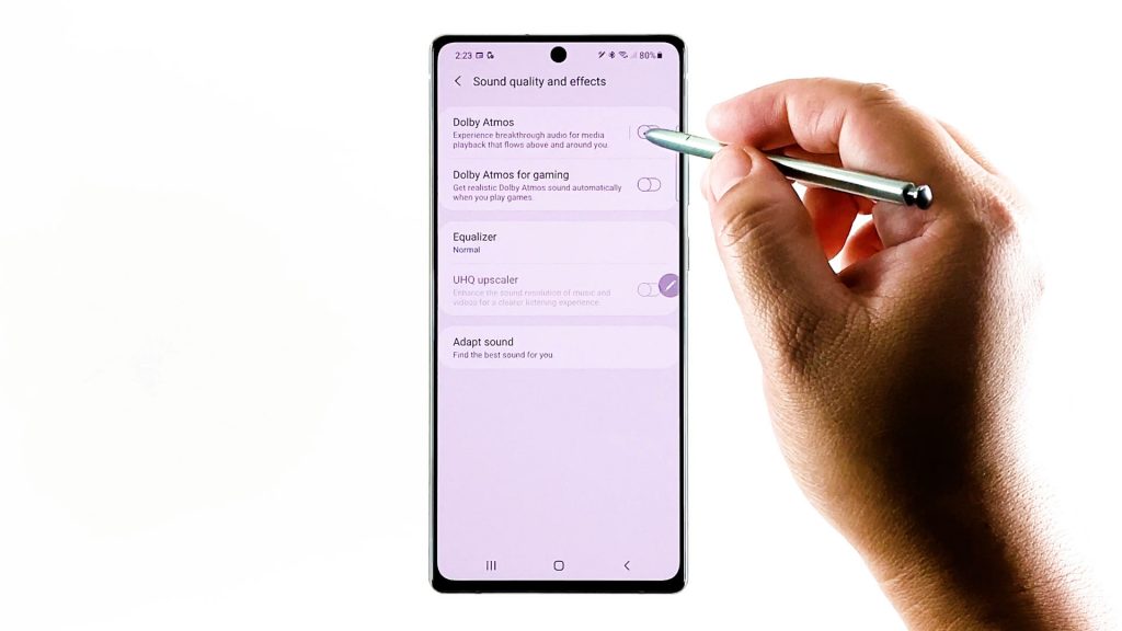 enable galaxy note20 dolby atmos switchON