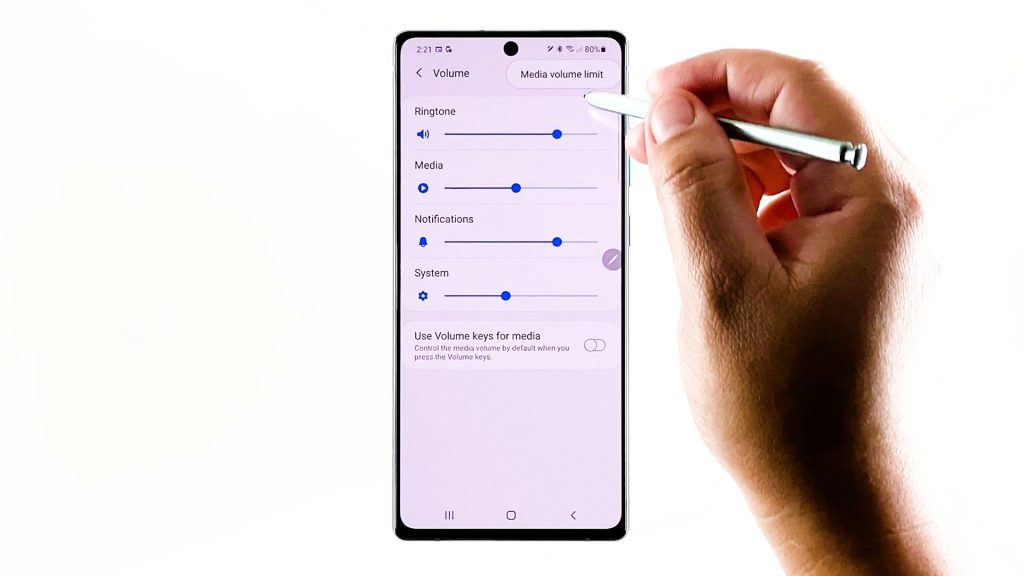 note 20 media volume limit medvolmit