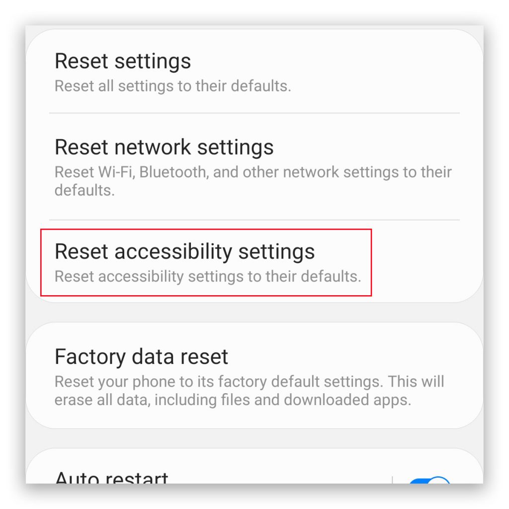 reset accessibility settings galaxy note20 4