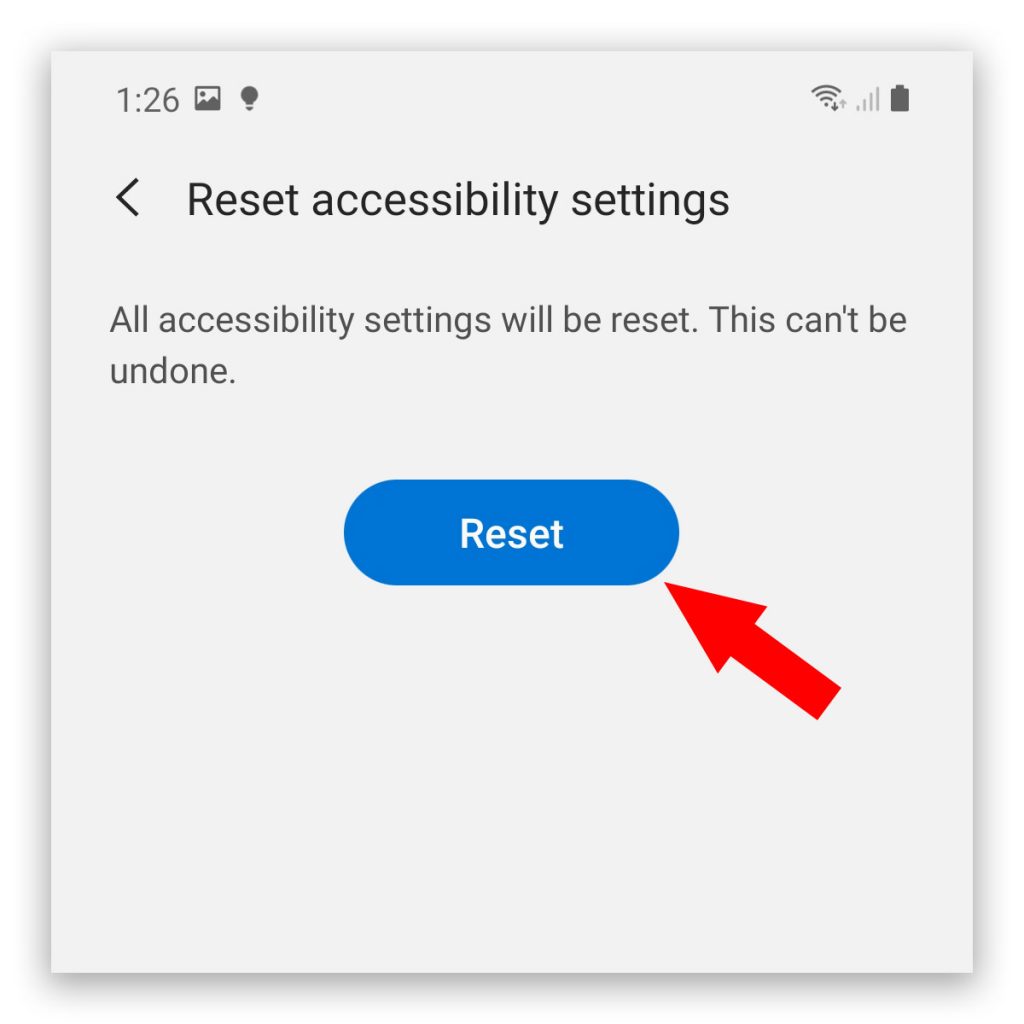 reset accessibility settings galaxy note20 6