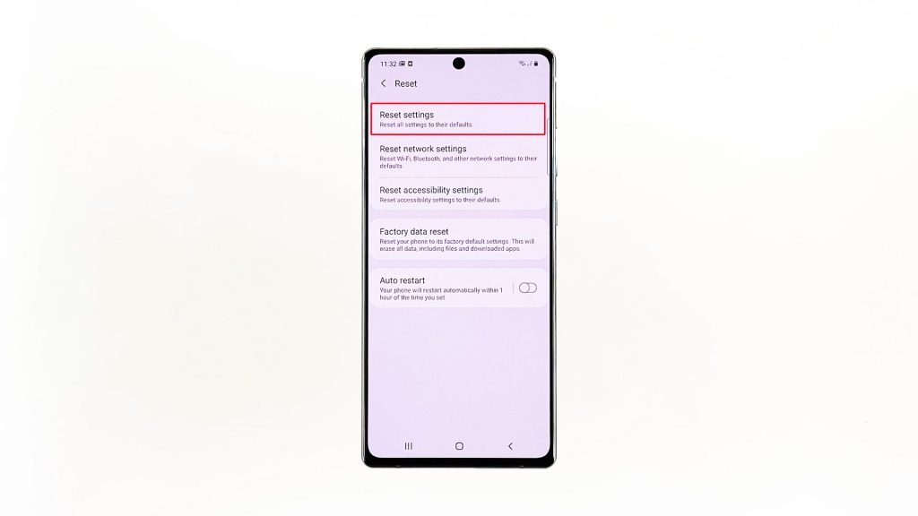 reset all settings on galaxy note20 4