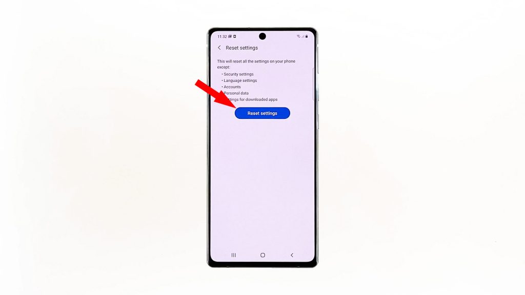 reset all settings on galaxy note20 5