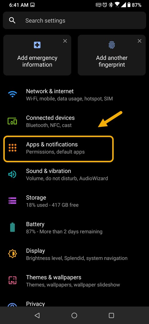 Changing the app permissions on your Asus ROG Phone