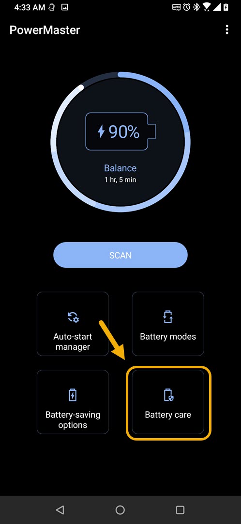 tap on battery care