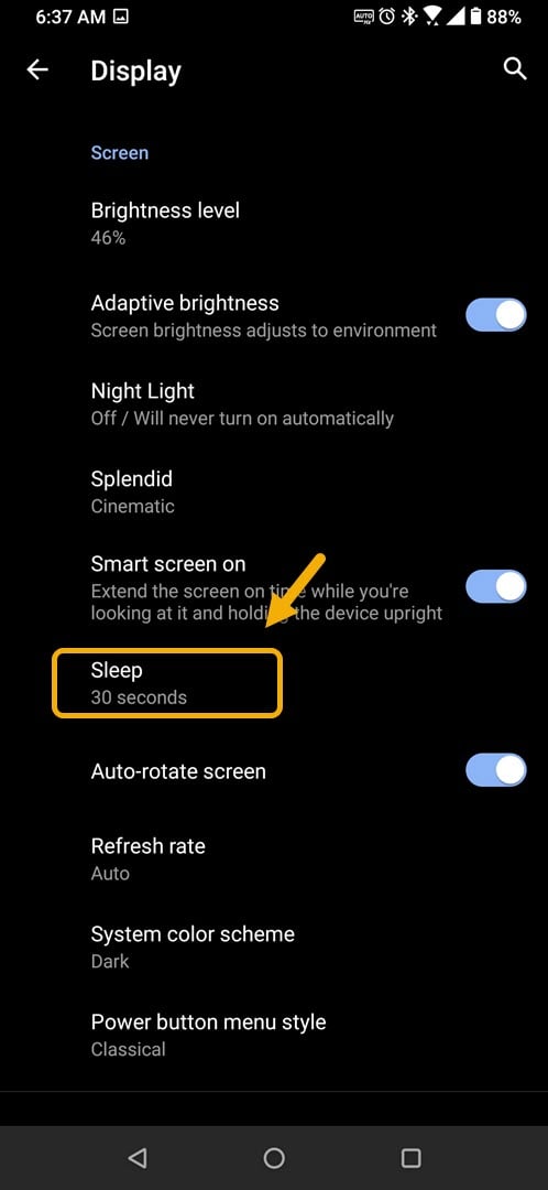 Adjusting the screen timeout of your Asus ROG Phone