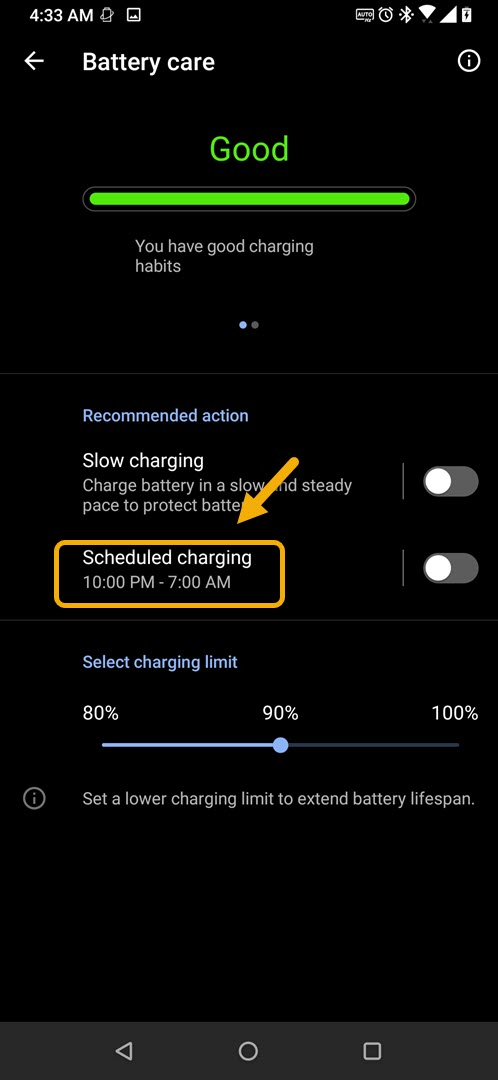 tap scheduled charging