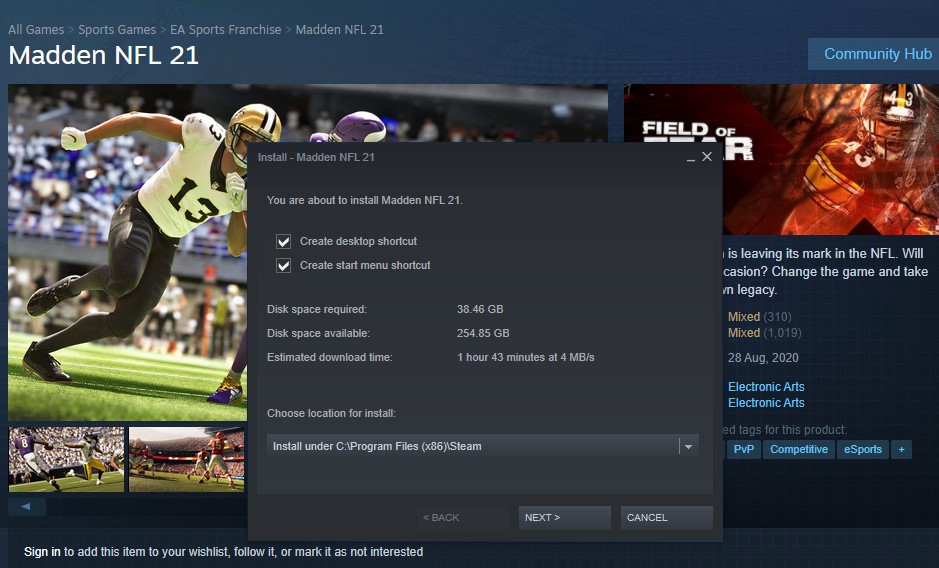 Madden 21 download Steam