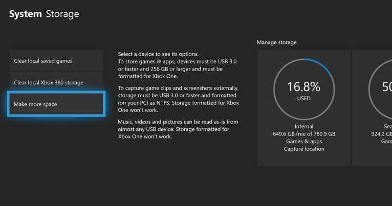 Manage Storage Xbox One