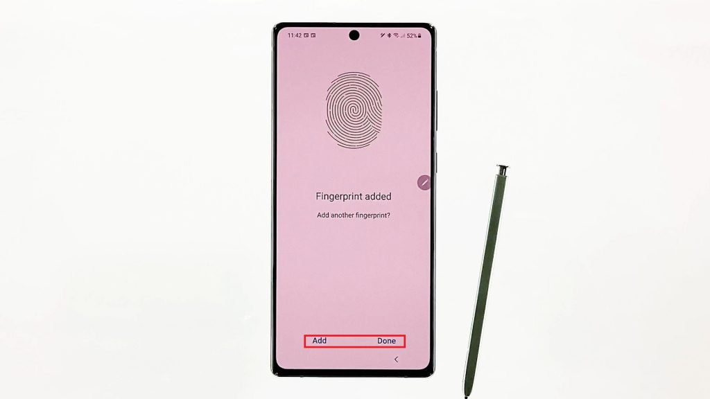 add new fingerprint galaxy note20 done