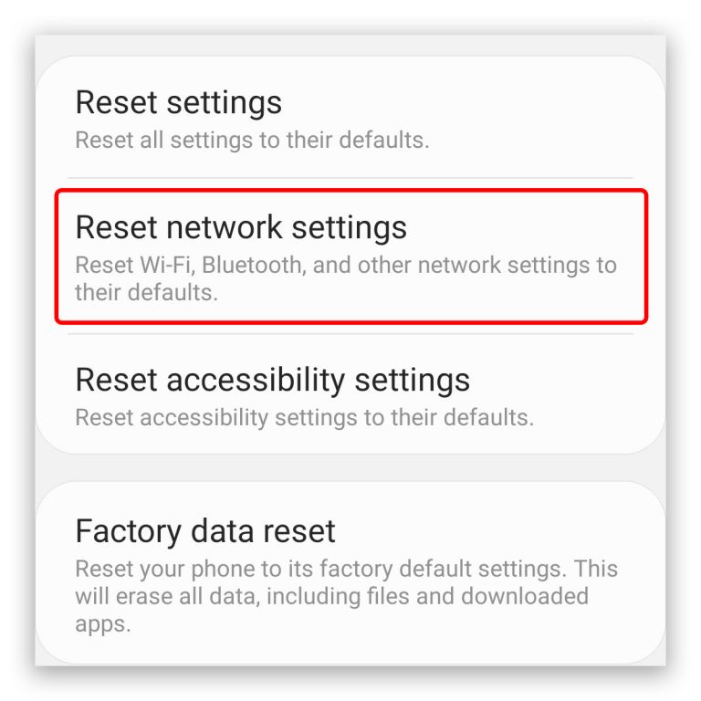 Galaxy Note 20 Reset Network Settings