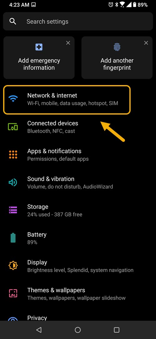tap on network and internet